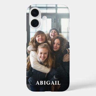 Coque Pour iPhone 16 Script Love Photo Overlay Elegant Monogramme Nom
