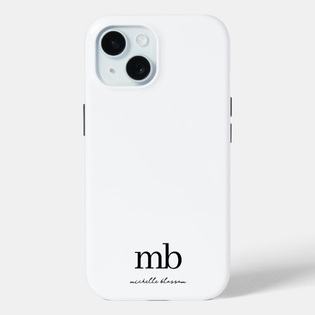 Coques Case-Mate iPhone Script moderne noir blanc tendance Monogramme init (Verso)