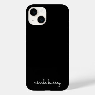 Coque Pour iPhone 14 Script noir Monogramme élégant minimaliste moder