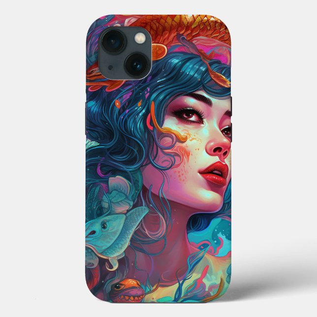 Coques Case-Mate iPhone Sea Serpent Hair Lady Imaginaire Art (Verso)