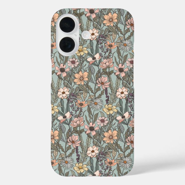 Coques Case-Mate iPhone Seafoam Pink Yellow Retro Wildflower (Verso)