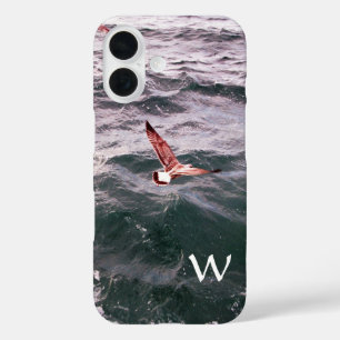 COQUE POUR iPhone 16 SEAGULL VOL AU-DESSUS DU MONOGRAM DES VAGES