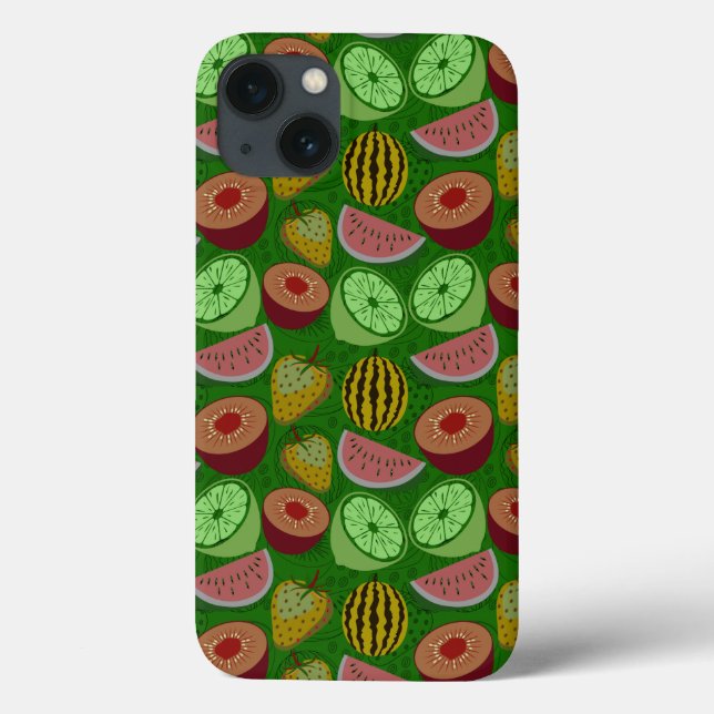Coques Case-Mate iPhone Seamless pattern tropical fruit & green background (Verso)