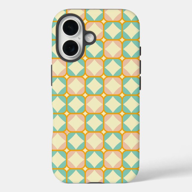 Coques Case-Mate iPhone Seamless retro pattern with rounded squares (Verso)