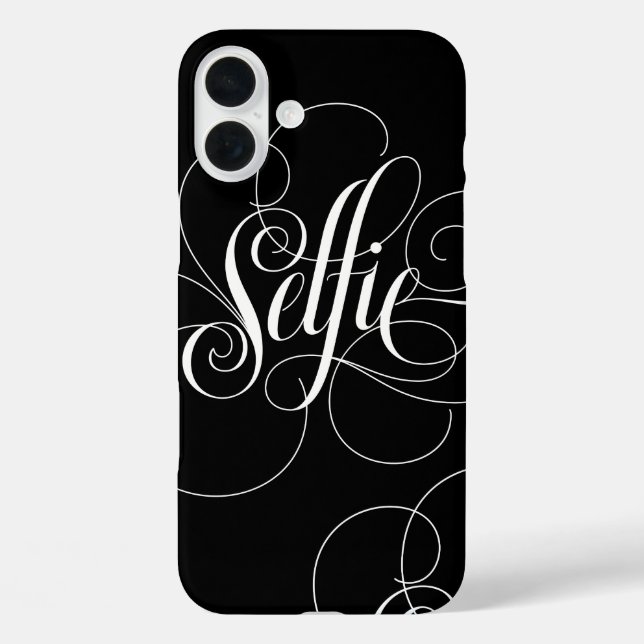 Coques Case-Mate iPhone SELFIE Calligaphie Lettres noir blanc Élégance (Verso)