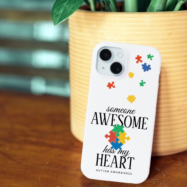 Coques Case-Mate iPhone Sensibilisation à l'autisme Quelqu'un d'Incroyable (Autism Awareness Someone Awesome Has My Heart Case-Mate iPhone Case)