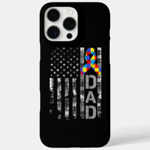 Coques iPhone 16 Pro Max Sensibilisation sur l'autisme Papa USA Drapeau Fêt