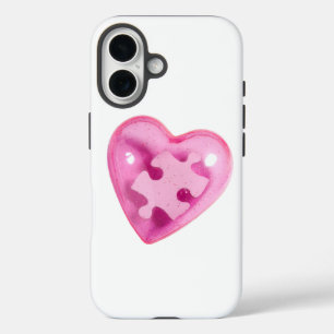 Coque Pour iPhone 16 Sensibilisation sur l'autisme Pink Heart iPhone co