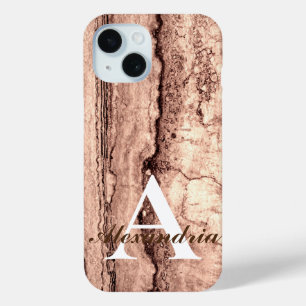 Coque Pour iPhone 15 Sépia beige brun moderne brûlé granit orange