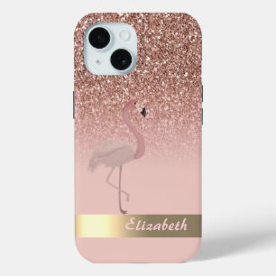 Coque Pour iPhone 15 Séquence de Parties scintillant de Flamant rose ro