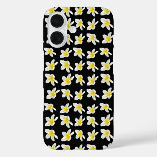 Coque Pour iPhone 16 Sérénade Printemps : Frangipanis Jaune Sur Noir,