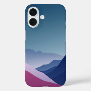 Coque Pour iPhone 16 Sérénité Sereine : Un paysage montagneux minimalis