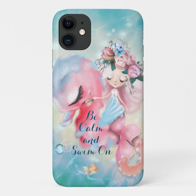 Coques Case-Mate iPhone Serenity Mermaid - Gardez le calme et nagez (Dos)