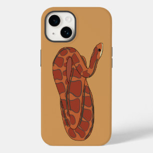 Coque Pour iPhone 14 Serpent De Maïs, Rouge, Orange Illustré