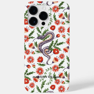 Coque Pour Pour iPhone 14 Pro Max Serpent violet blanc et botanique - Personnalisé