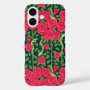 Coque Pour iPhone 16 serpents et roses