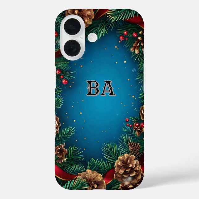 Coques Case-Mate iPhone Serre Festive De Noël Avec Pinecones (Verso)