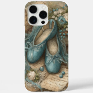 Coques iPhone 16 Pro Max Shabby Chic Blue Ballet Slippers and Roses