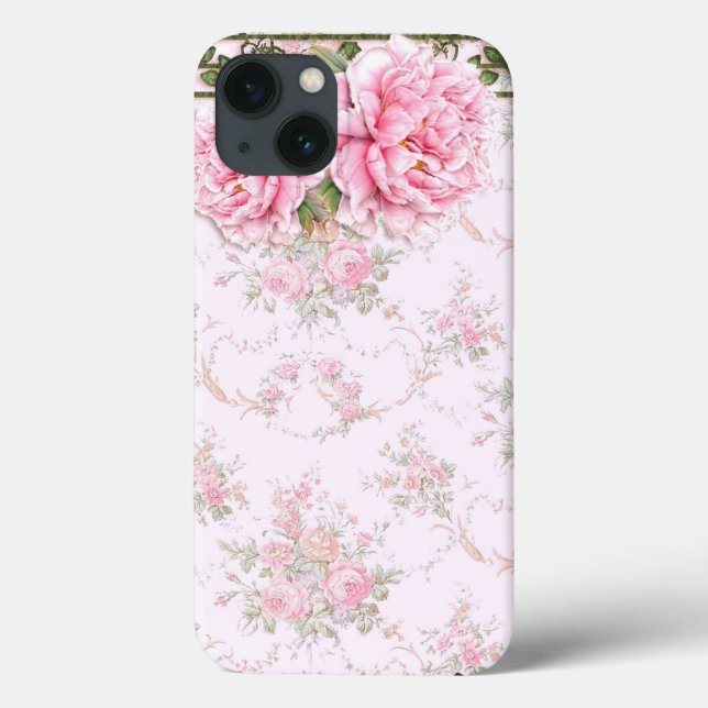 Coques Case-Mate iPhone Shabby Chic Pretty Peonies (Verso)