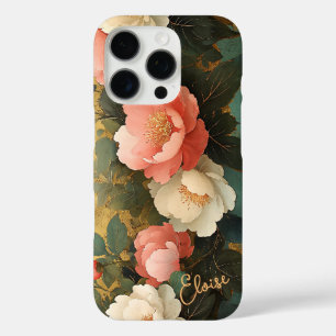 Coques iPhone 16 Pro Shabby Vintage Personnalisé Chic Pastel Peony Rose
