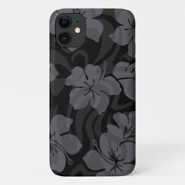 Coques Case-Mate iPhone Shack de sucre Hibiscus hawaïens Noir (Dos)