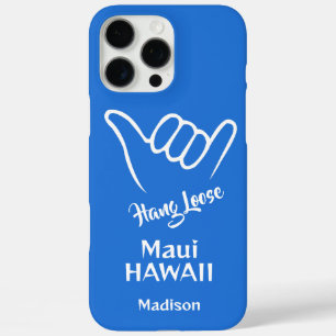 Coques iPhone 16 Pro Max Shaka de nom, emplacement et couleur personnalisés