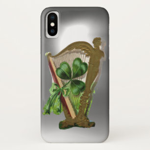 Coques Pour iPhone SHAMROCK VERT IRISH HARP blanc