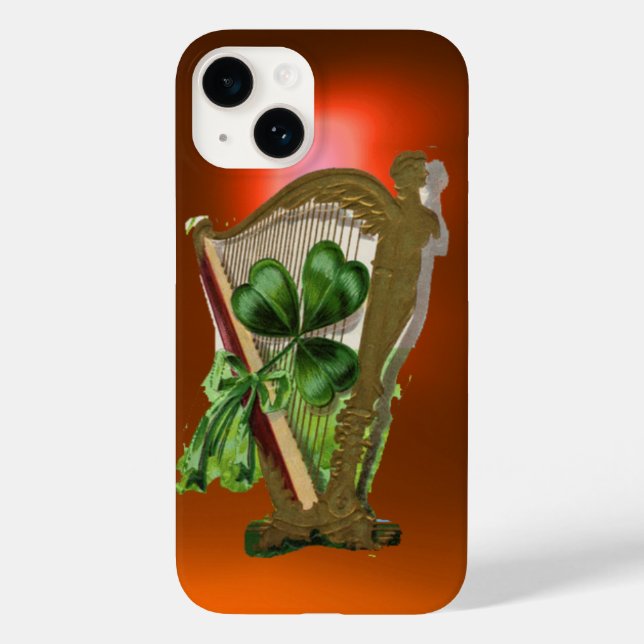 Coques Case-Mate iPhone SHAMROCK VERT IRISH HARP orange (Verso)