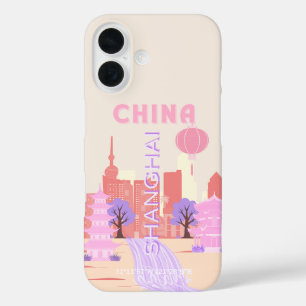Coque Pour iPhone 16 Shanghai Chine Pastel Voyage Art