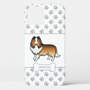 Case-Mate iPhone Case Sheltie Sable Avec Pattes, Os De Chien Et Nom