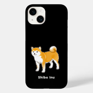 Coque Pour iPhone 14 Shiba Inu Debout Avec Un Pixel Art Sourire Doux