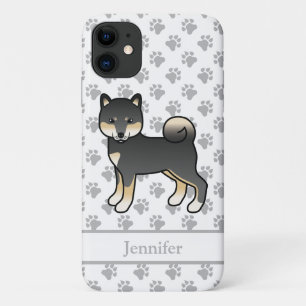 Case-Mate iPhone Case Shiba Inu noir et feu, Chien de dessin animé & nom