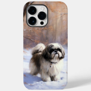 Coque Pour Pour iPhone 14 Pro Max Shih Tzu Laisse Neige Noël