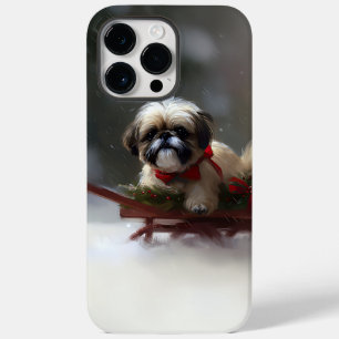Coque Pour Pour iPhone 14 Pro Max Shih Tzu Noël neige hiver