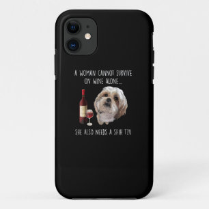 Case-Mate iPhone Case Shih Tzu Une femme ne peut survivre seule au vin