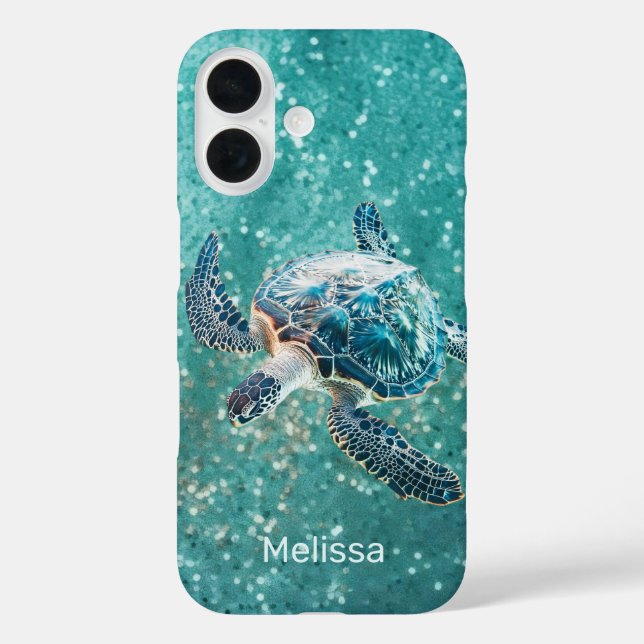 Coques Case-Mate iPhone Shimmering Turquoise Sea Turtle | Coastal (Verso)
