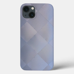 iPhone 13 Case Shiny Modern Checkered Metal Blue