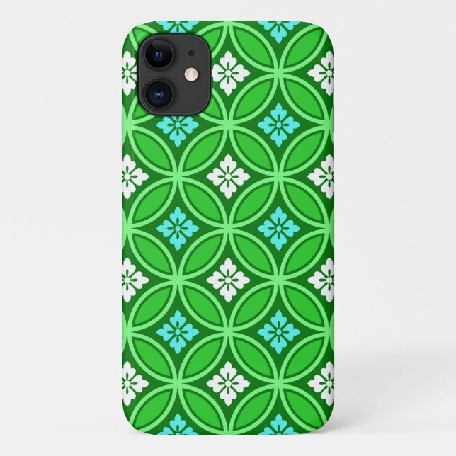 Coques Case-Mate iPhone Shippo avec Motif à Fleur, Tons de Jade Green (Dos)