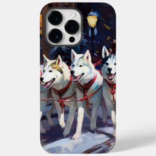 Coque Pour Pour iPhone 14 Pro Max Siberian Husky Saison de Fêtes de Noël