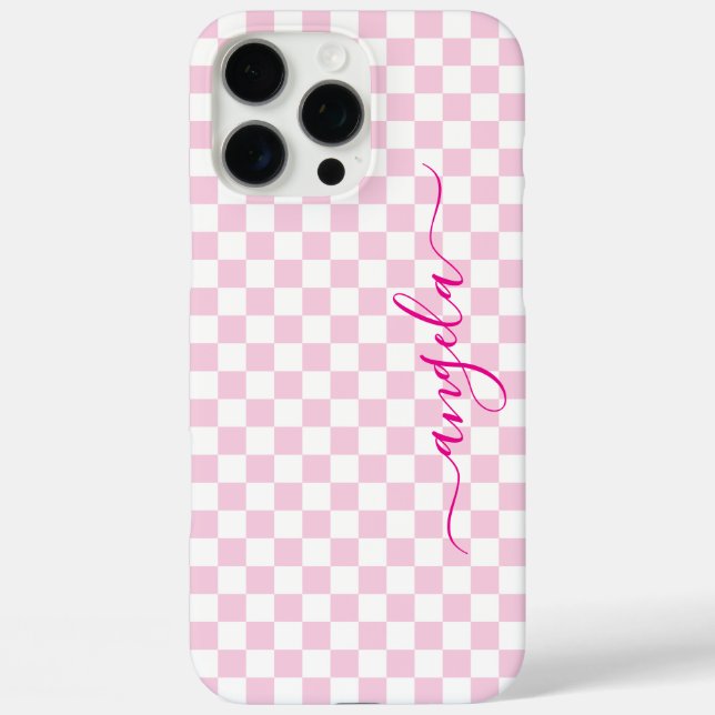 Coques Case-Mate iPhone Signature À damiers rose pâle (Verso)
