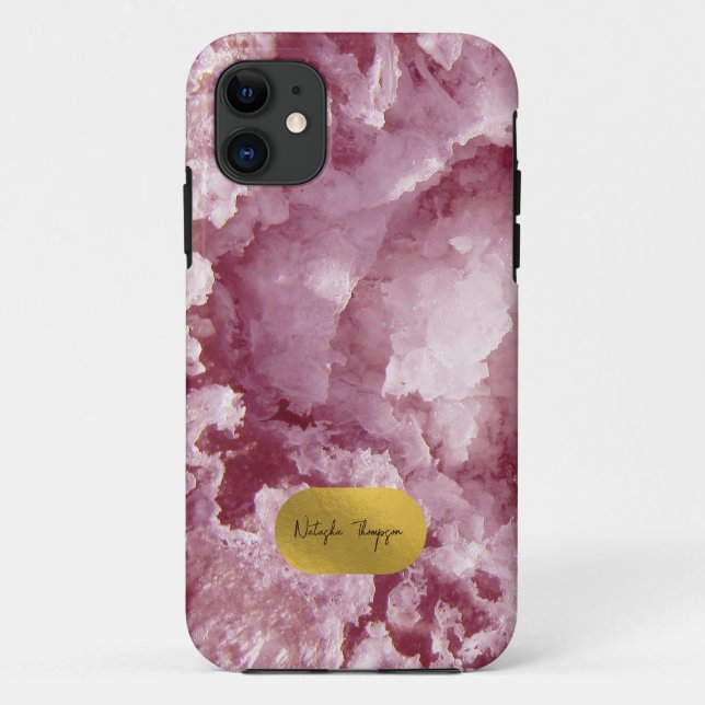 Coques Case-Mate iPhone Signature de cristaux de mer rose Gold Foil (Dos)