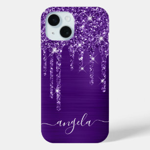 Coque Pour iPhone 15 Signature de glam Royal Purple Parties scintillant