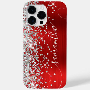 Coque Pour Pour iPhone 14 Pro Max Signature de la crème glacée rouge et d'argent