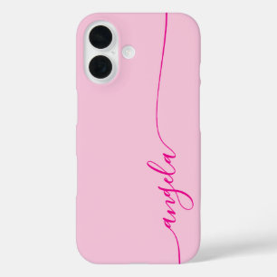 Coque Pour iPhone 16 Signature de verre rose chaud