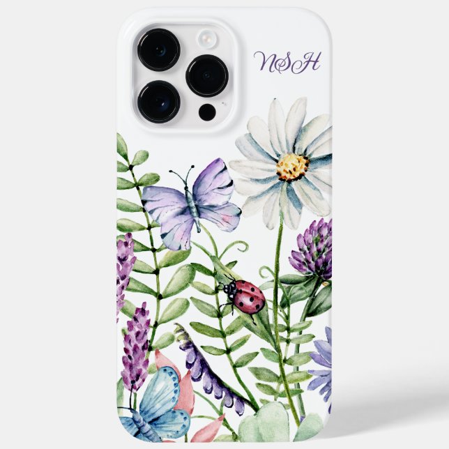 Coques Case-Mate iPhone Signature du fleur sauvage Ladybug et du papillon (Verso)