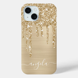 Coque Pour iPhone 15 Signature Féminin Paillettes Champagne