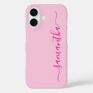 Coque Pour iPhone 16 Signature Fille Rose Chaud
