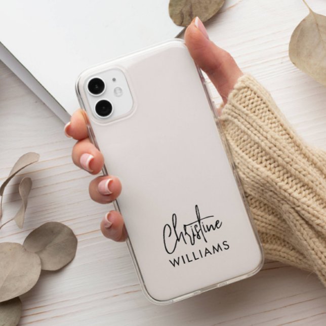 Coques Case-Mate iPhone Signature Monogramme manuscrit Script Blu rose (SIGNATURE NAME ELEGANT GIRLY BLUSH PINK BLACK MINIMAL COVER FOR YOUR NEW iPHONE)