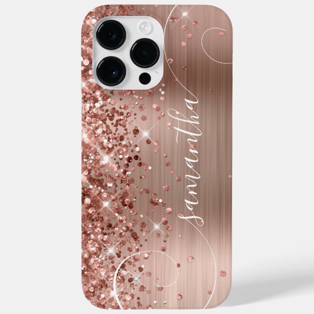 Coques Case-Mate iPhone Signature or glam Curly Rose Glittery (Verso)