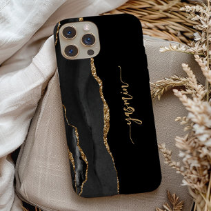 Case-Mate iPhone Case Signature personnalisée Agate noire or
